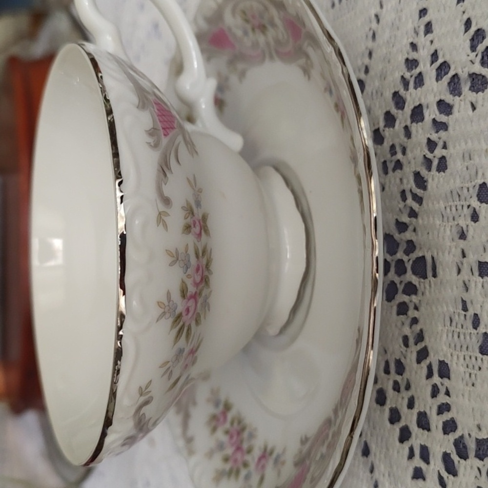 Beautiful Style House Pompadour Fine China Tea Cup And Saucer